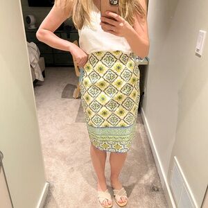 ANTONIO MELANI Green and Yellow Pencil Skirt Resort Wear